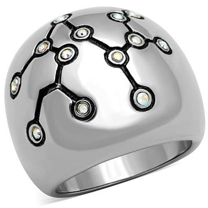 MATK1685 - High polished (no plating) Stainless Steel Ring with Top Grade Crystal  in White AB