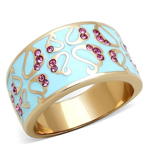 MATK1689 - IP Rose Gold(Ion Plating) Stainless Steel Ring with Top Grade Crystal  in Rose