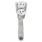 MATK168 - High polished (no plating) Stainless Steel Ring with AAA Grade CZ  in Clear