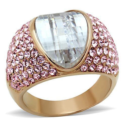 MATK1692 - IP Rose Gold(Ion Plating) Stainless Steel Ring with AAA Grade CZ  in Clear