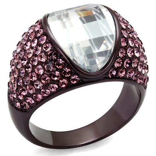 MATK1692DC - IP Dark Brown (IP coffee) Stainless Steel Ring with AAA Grade CZ  in Clear