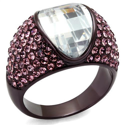MATK1692DC - IP Dark Brown (IP coffee) Stainless Steel Ring with AAA Grade CZ  in Clear