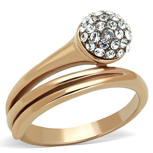 MATK1693 - IP Rose Gold(Ion Plating) Stainless Steel Ring with Top Grade Crystal  in Clear