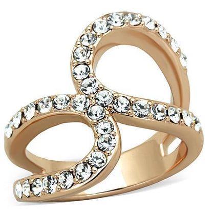 MATK1695 - IP Rose Gold(Ion Plating) Stainless Steel Ring with Top Grade Crystal  in Clear