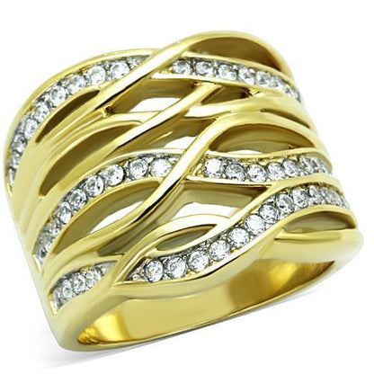 MATK1699 - Two-Tone IP Gold (Ion Plating) Stainless Steel Ring with AAA Grade CZ  in Clear