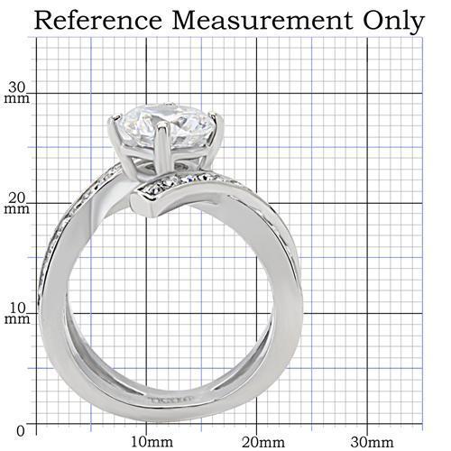 MATK169 - High polished (no plating) Stainless Steel Ring with AAA Grade CZ  in Clear