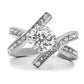 MATK169 - High polished (no plating) Stainless Steel Ring with AAA Grade CZ  in Clear