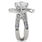 MATK169 - High polished (no plating) Stainless Steel Ring with AAA Grade CZ  in Clear