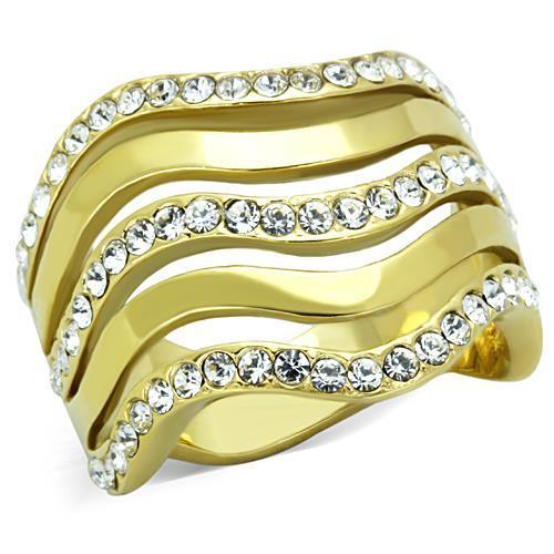 MATK1700 - IP Gold(Ion Plating) Stainless Steel Ring with Top Grade Crystal  in Clear