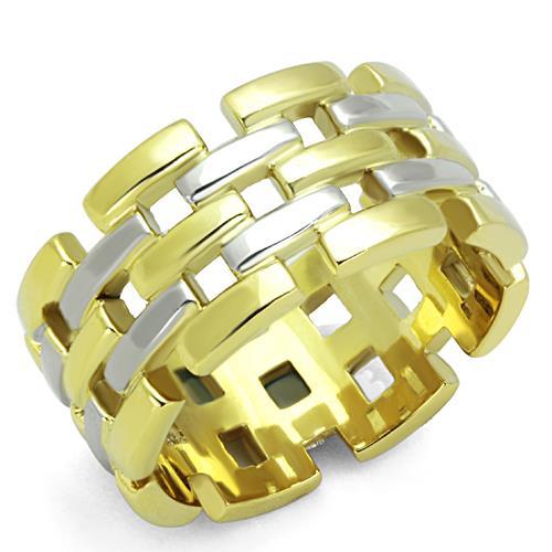 MATK1705 - Two-Tone IP Gold (Ion Plating) Stainless Steel Ring with No Stone