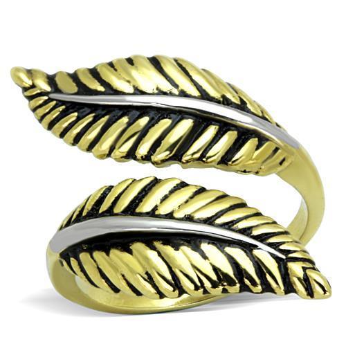 MATK1707 - Two-Tone IP Gold (Ion Plating) Stainless Steel Ring with Epoxy  in Jet