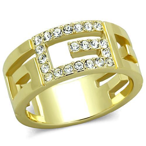 MATK1712 - IP Gold(Ion Plating) Stainless Steel Ring with Top Grade Crystal  in Clear