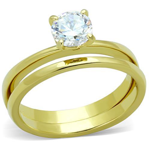 MATK1721 - IP Gold(Ion Plating) Stainless Steel Ring with AAA Grade CZ  in Clear