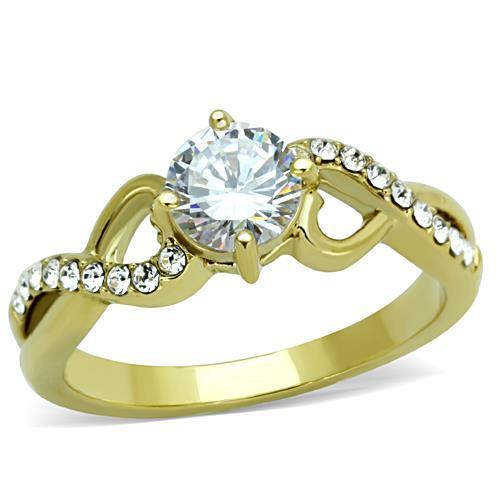 MATK1722 - IP Gold(Ion Plating) Stainless Steel Ring with AAA Grade CZ  in Clear