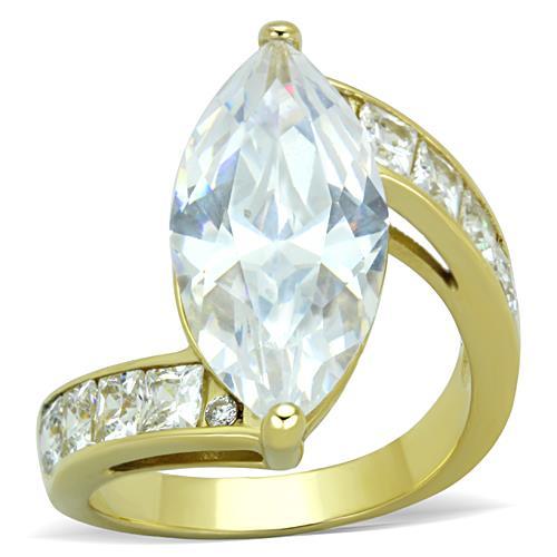 MATK1723 - IP Gold(Ion Plating) Stainless Steel Ring with AAA Grade CZ  in Clear