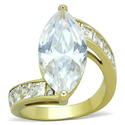 MATK1723 - IP Gold(Ion Plating) Stainless Steel Ring with AAA Grade CZ  in Clear