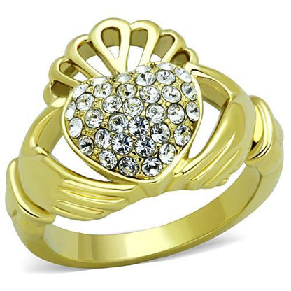 MATK1724 - IP Gold(Ion Plating) Stainless Steel Ring with Top Grade Crystal  in Clear