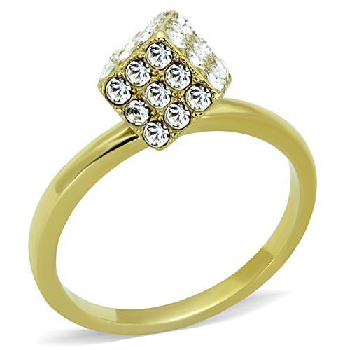 MATK1725 - IP Gold(Ion Plating) Stainless Steel Ring with Top Grade Crystal  in Clear