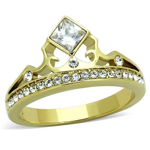 MATK1727 - IP Gold(Ion Plating) Stainless Steel Ring with AAA Grade CZ  in Clear