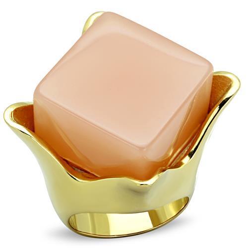 MATK1730 - IP Gold(Ion Plating) Stainless Steel Ring with Synthetic Synthetic Stone in Light Rose