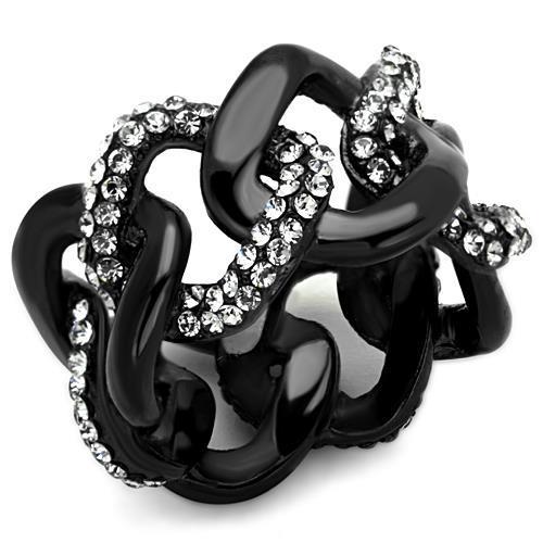 MATK1731 - IP Black(Ion Plating) Stainless Steel Ring with Top Grade Crystal  in Black Diamond