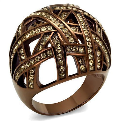 MATK1734LC - IP Coffee light Stainless Steel Ring with Top Grade Crystal  in Citrine Yellow