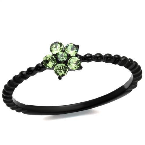 MATK1739 - IP Black(Ion Plating) Stainless Steel Ring with Top Grade Crystal  in Peridot