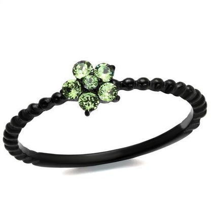 MATK1739 - IP Black(Ion Plating) Stainless Steel Ring with Top Grade Crystal  in Peridot