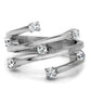 MATK173 - High polished (no plating) Stainless Steel Ring with Top Grade Crystal  in Clear