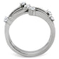 MATK173 - High polished (no plating) Stainless Steel Ring with Top Grade Crystal  in Clear