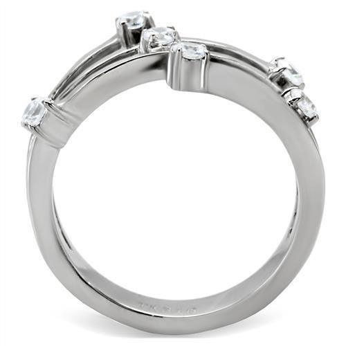 MATK173 - High polished (no plating) Stainless Steel Ring with Top Grade Crystal  in Clear
