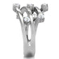 MATK173 - High polished (no plating) Stainless Steel Ring with Top Grade Crystal  in Clear
