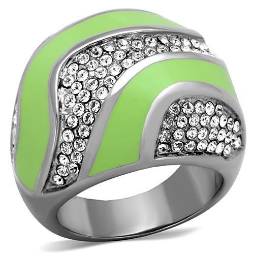 MATK1741 - High polished (no plating) Stainless Steel Ring with Top Grade Crystal  in Clear