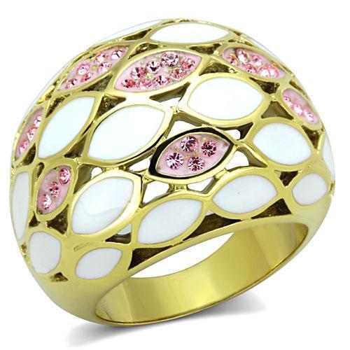 MATK1742 - IP Gold(Ion Plating) Stainless Steel Ring with Top Grade Crystal  in Light Rose