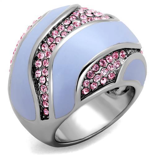 MATK1744 - High polished (no plating) Stainless Steel Ring with Top Grade Crystal  in Light Rose