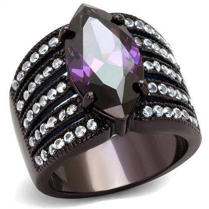 MATK1752DC - IP Dark Brown (IP coffee) Stainless Steel Ring with AAA Grade CZ  in Amethyst