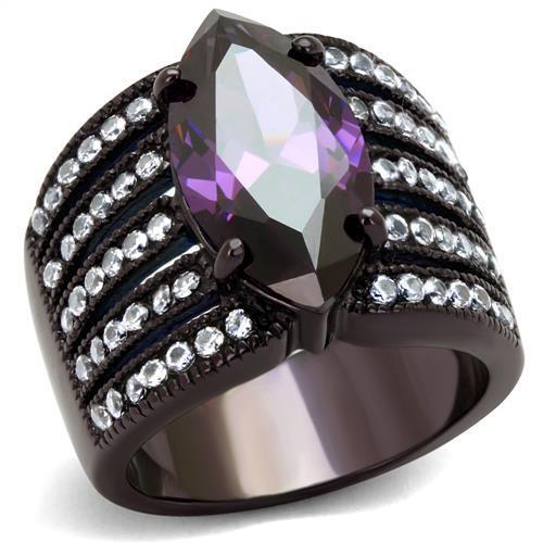 MATK1752DC - IP Dark Brown (IP coffee) Stainless Steel Ring with AAA Grade CZ  in Amethyst