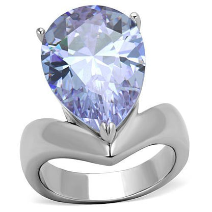MATK1755 - High polished (no plating) Stainless Steel Ring with AAA Grade CZ  in Light Amethyst