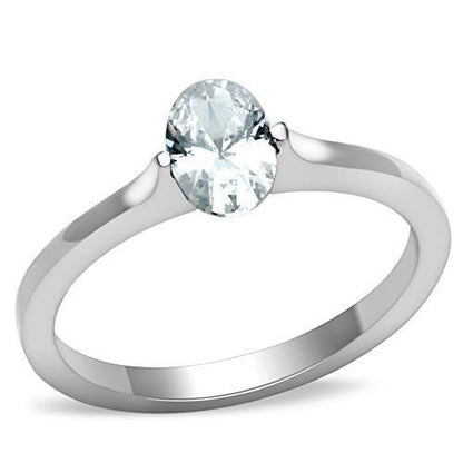 MATK1762 - High polished (no plating) Stainless Steel Ring with AAA Grade CZ  in Clear