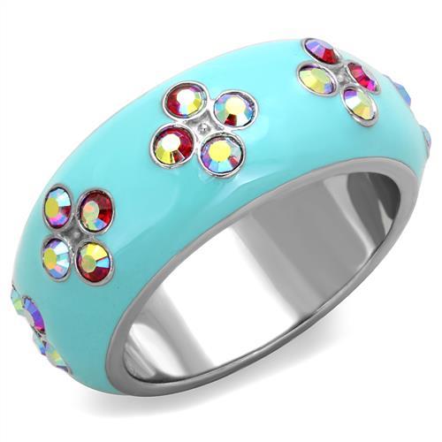 MATK1768 - High polished (no plating) Stainless Steel Ring with Top Grade Crystal  in Light Rose