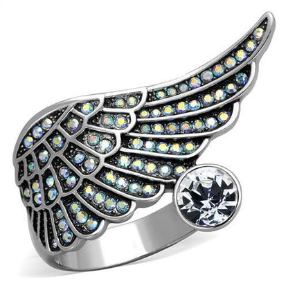 MATK1769 - High polished (no plating) Stainless Steel Ring with Top Grade Crystal  in Clear