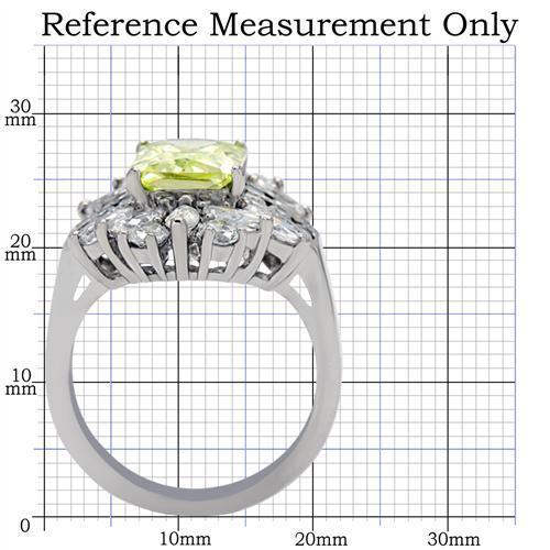 MATK176 - High polished (no plating) Stainless Steel Ring with AAA Grade CZ  in Apple Green color