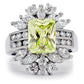 MATK176 - High polished (no plating) Stainless Steel Ring with AAA Grade CZ  in Apple Green color