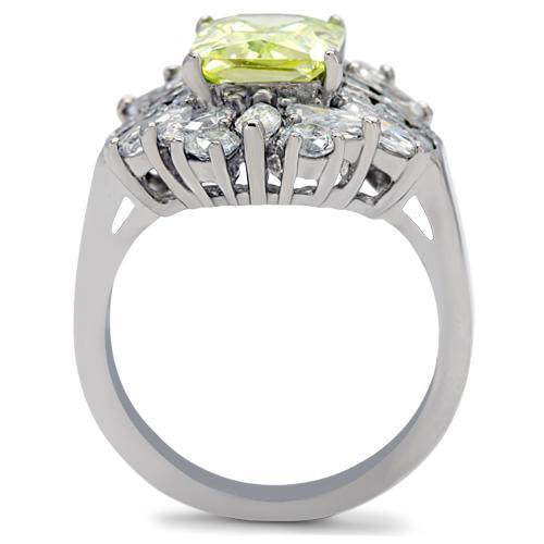 MATK176 - High polished (no plating) Stainless Steel Ring with AAA Grade CZ  in Apple Green color