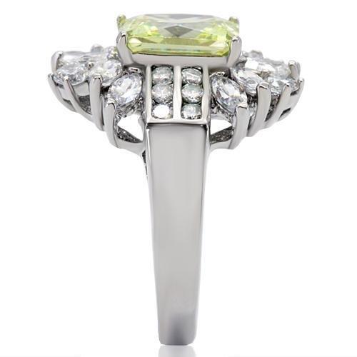 MATK176 - High polished (no plating) Stainless Steel Ring with AAA Grade CZ  in Apple Green color
