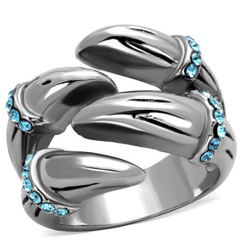 MATK1779 - High polished (no plating) Stainless Steel Ring with Top Grade Crystal  in Sapphire