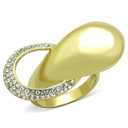 MATK1782 - IP Gold(Ion Plating) Stainless Steel Ring with Top Grade Crystal  in Clear