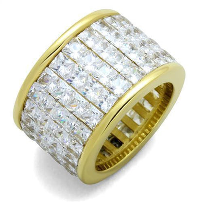 MATK1783 - IP Gold(Ion Plating) Stainless Steel Ring with AAA Grade CZ  in Clear