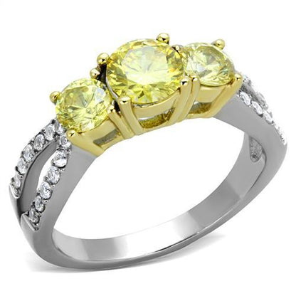 MATK1795 - Two-Tone IP Gold (Ion Plating) Stainless Steel Ring with AAA Grade CZ  in Topaz