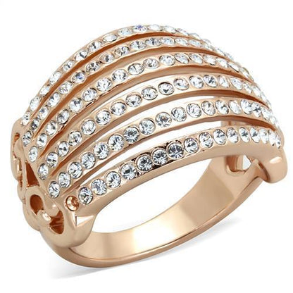 MATK1797 - IP Rose Gold(Ion Plating) Stainless Steel Ring with Top Grade Crystal  in Clear